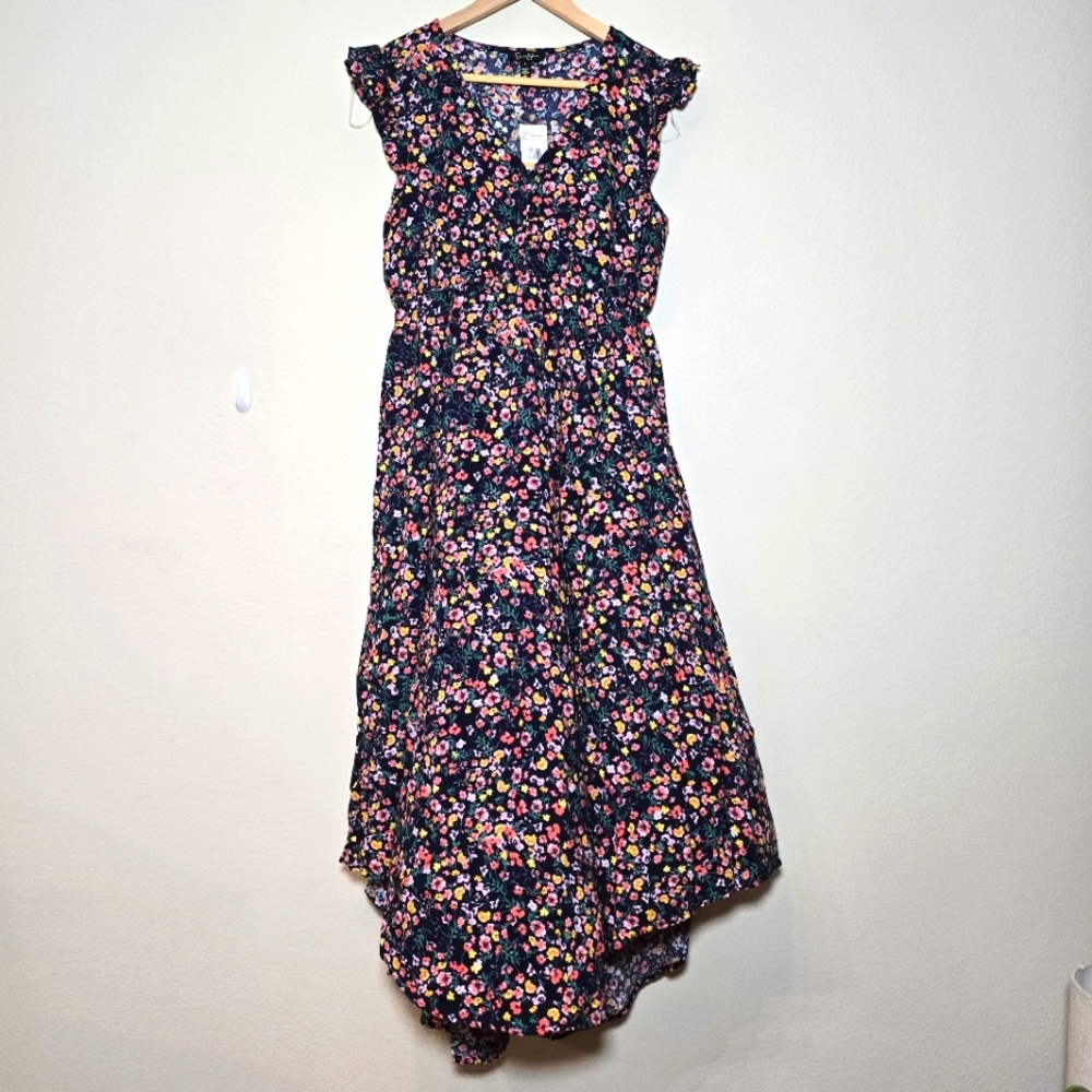 JESSICA SIMPSON Summer DRESS easy loose fit GABBIE HI-LOW FLUTTER SLEEVES NWT
